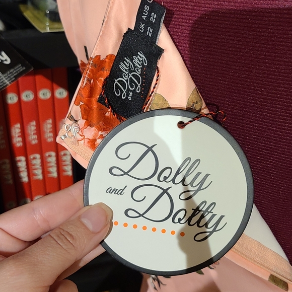 Dolly & Dotty Retro Plus Size Pink & Red Roses Swing Dress NWT - Picture 7 of 7